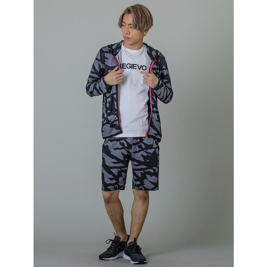 パーカー メンズ 夏 春 秋 迷彩 黒 グレー ブラック S M L XL 2L メッシュ プリント ジップアップ ストレッチ REGIEVO レジエボ hk 95129 | REGIEVO | 11