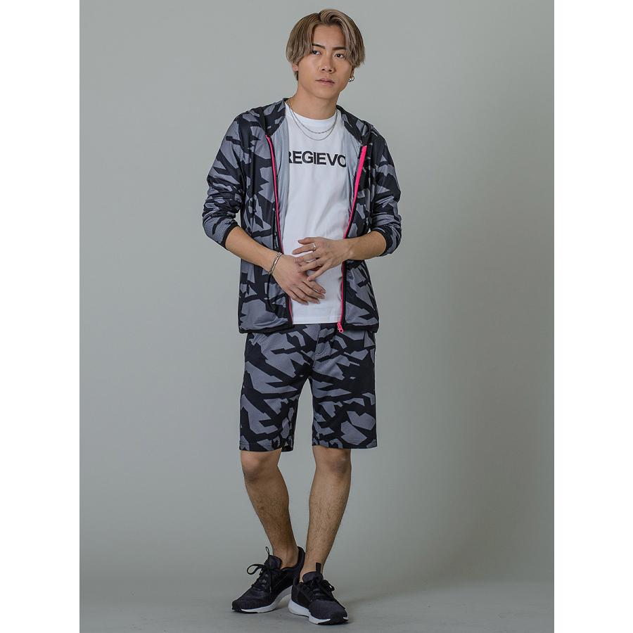 ハーフパンツ ショートパンツ メンズ 総柄 プリント 黒 ブラック グレー メッシュ モノトーン シック カジュアル スポーティー 夏 S M L XL REGIEVO レジエボ | REGIEVO | 10