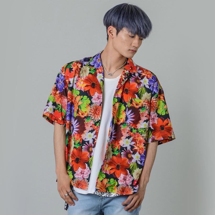 シャツ メンズ カジュアル 半袖 開襟 オープンカラー 花柄 総柄 プリント 派手 カラフル モノクロ S M L 白黒 ビッグシルエット Regievo レジエボ Re メンズジャケット バッグ 鞄 のhk 通販 Yahoo ショッピング