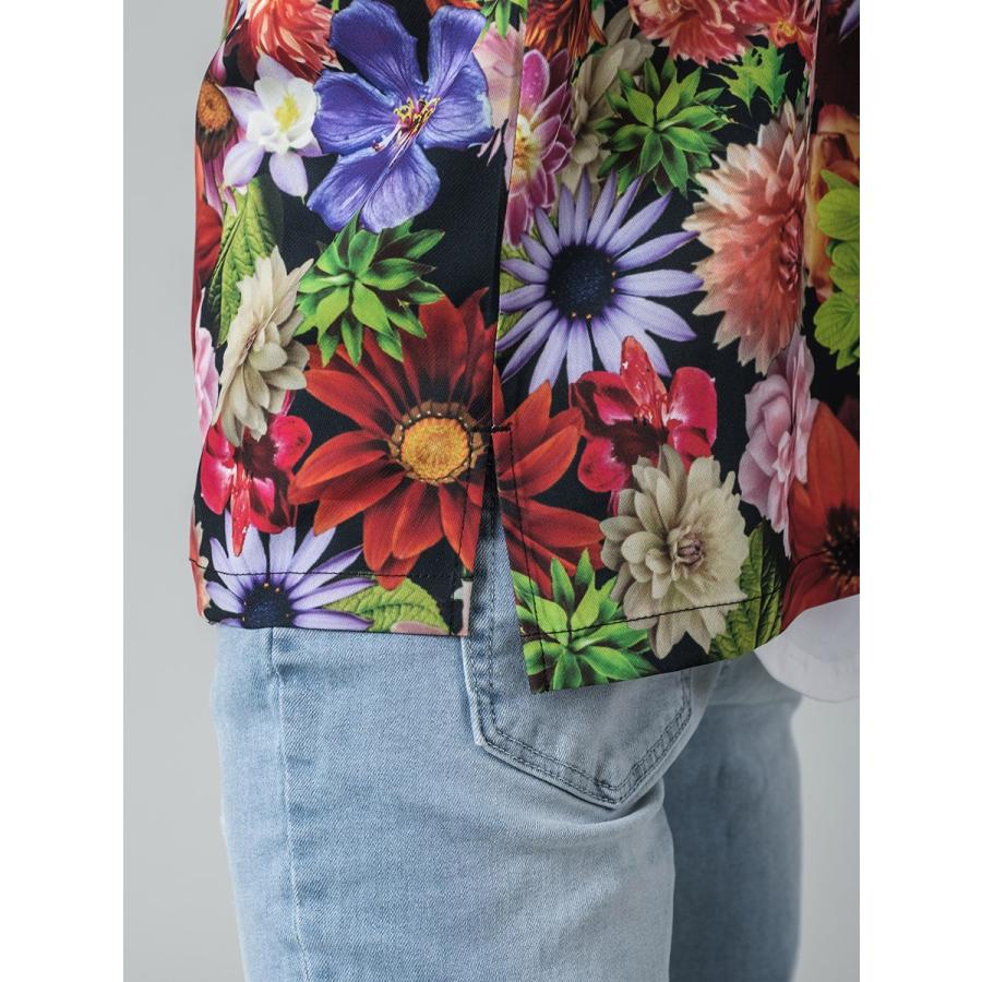 シャツ メンズ カジュアル 半袖 開襟 オープンカラー 花柄 総柄 プリント 派手 カラフル モノクロ S M L 白黒 ビッグシルエット REGIEVO レジエボ | REGIEVO | 13