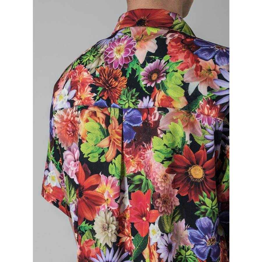 シャツ メンズ カジュアル 半袖 開襟 オープンカラー 花柄 総柄 プリント 派手 カラフル モノクロ S M L 白黒 ビッグシルエット REGIEVO レジエボ | REGIEVO | 14