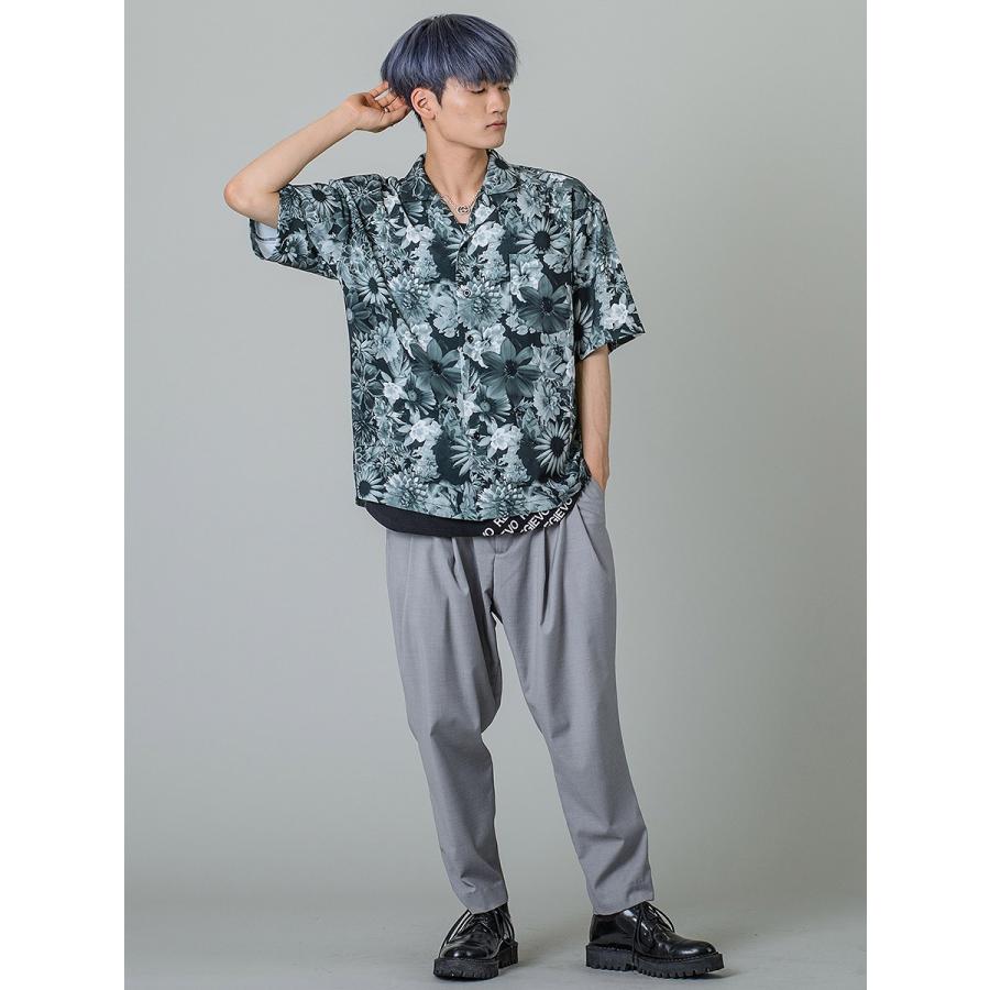 シャツ メンズ カジュアル 半袖 開襟 オープンカラー 花柄 総柄 プリント 派手 カラフル モノクロ S M L 白黒 ビッグシルエット REGIEVO レジエボ | REGIEVO | 08