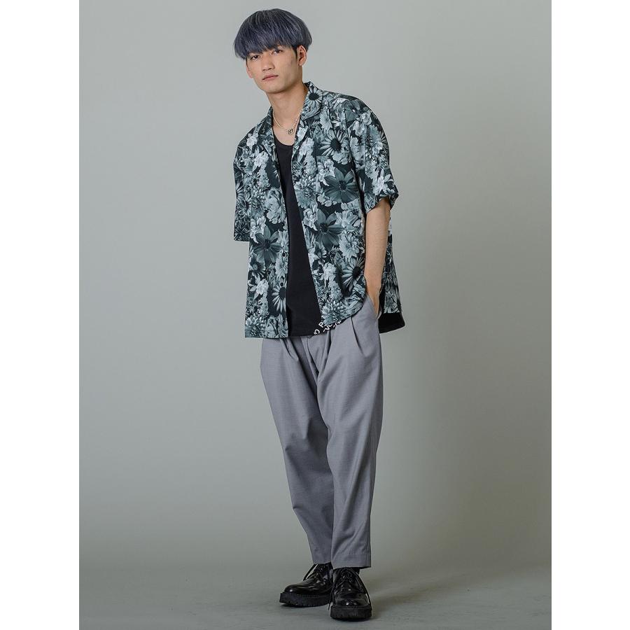 シャツ メンズ カジュアル 半袖 開襟 オープンカラー 花柄 総柄 プリント 派手 カラフル モノクロ S M L 白黒 ビッグシルエット REGIEVO レジエボ | REGIEVO | 09