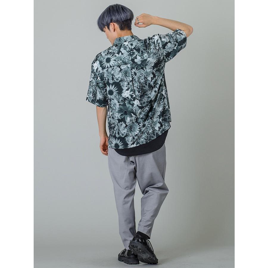 シャツ メンズ カジュアル 半袖 開襟 オープンカラー 花柄 総柄 プリント 派手 カラフル モノクロ S M L 白黒 ビッグシルエット REGIEVO レジエボ | REGIEVO | 11