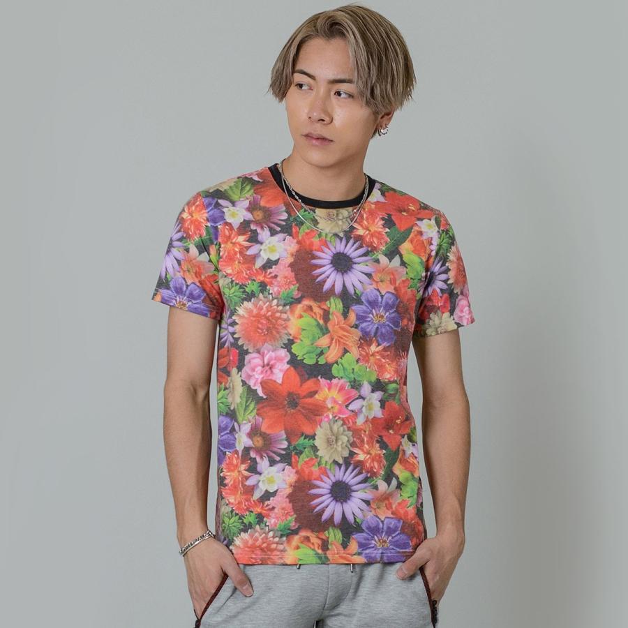 Tシャツ メンズ 半袖 プリント 総柄 白黒 S M L Xl クルーネック 花柄 ボタニカル ブラック Regievo Re メンズジャケット バッグ 鞄 のhk 通販 Yahoo ショッピング
