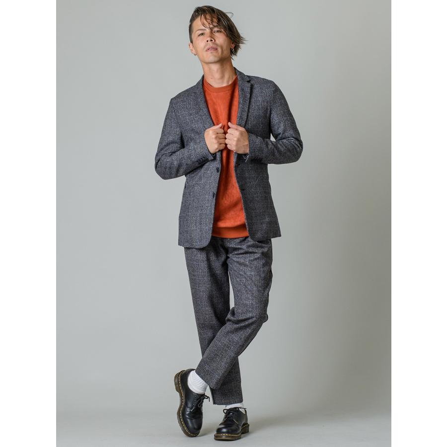 スラックス メンズ テーパード 春夏 秋冬 黒 ベージュ グレー ブラック 29 30 31 32 S M L XL 2L 9分丈 アンクルパンツ 2タック グレンチェック REGIEVO 95503 | REGIEVO | 14