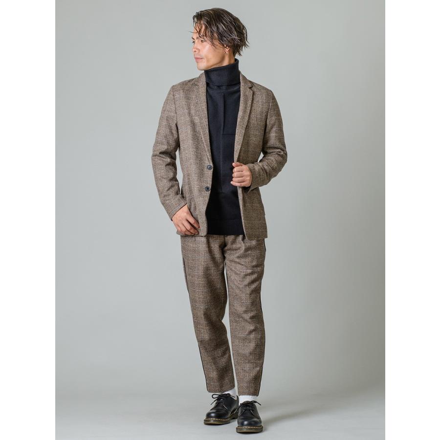 スラックス メンズ テーパード 春夏 秋冬 黒 ベージュ グレー ブラック 29 30 31 32 S M L XL 2L 9分丈 アンクルパンツ 2タック グレンチェック REGIEVO 95503 | REGIEVO | 06