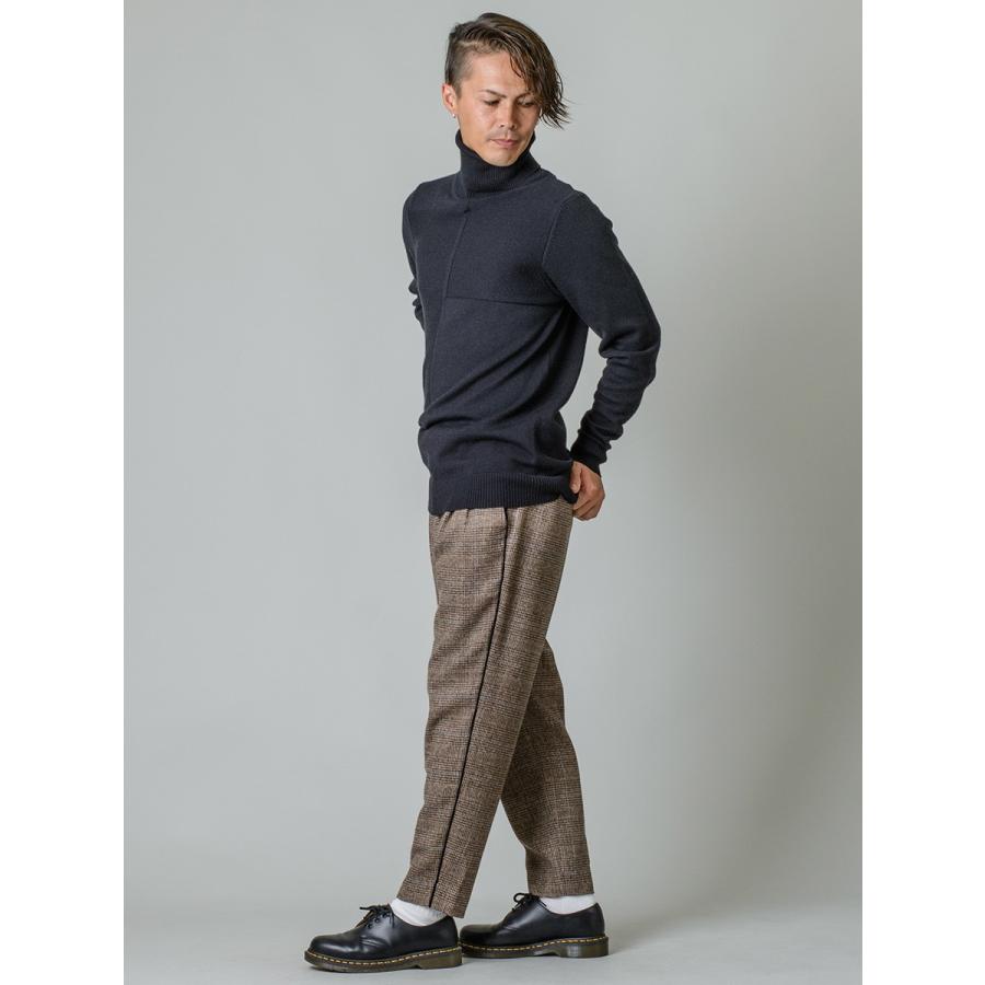 スラックス メンズ テーパード 春夏 秋冬 黒 ベージュ グレー ブラック 29 30 31 32 S M L XL 2L 9分丈 アンクルパンツ 2タック グレンチェック REGIEVO 95503 | REGIEVO | 08