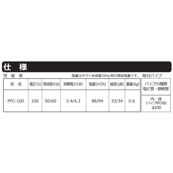 超小型 パイプ用ファン 100φ 24時間換気対応 日本電興 PFC-100 トイレ