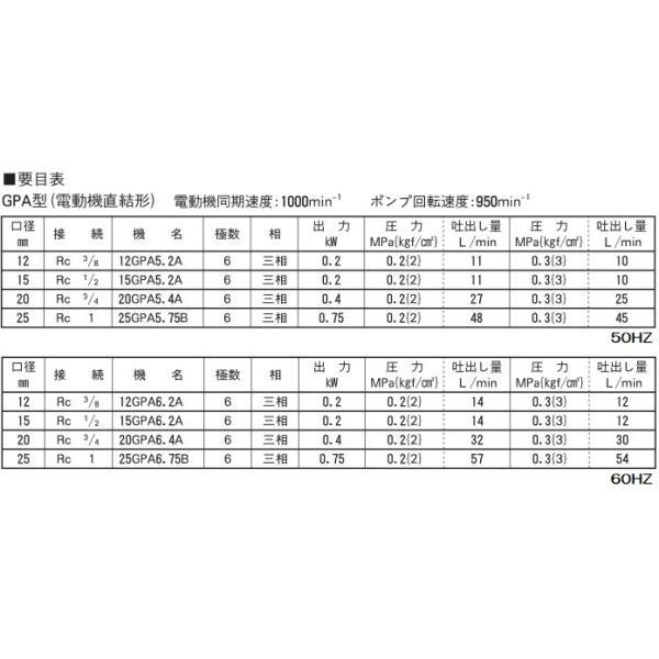 エバラポンプ 灯油ギヤポンプ GPA型 15GPA5.2A/15GPA6.2A 200V モーター無し ギヤーポンプ_2