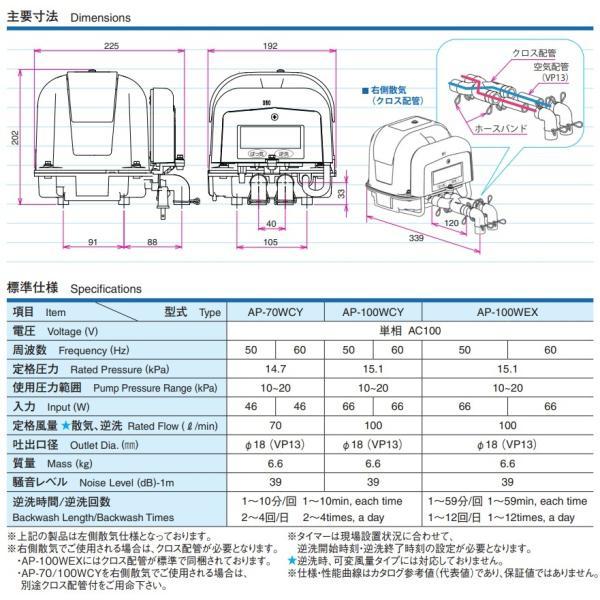 安永 浄化槽ブロアー 100L エアーポンプ クロス配管付 AP-100WEX 2口 家庭用 浄化槽ブロワー エアポンプ 浄化槽ポンプ EP-100H2T(s)_2