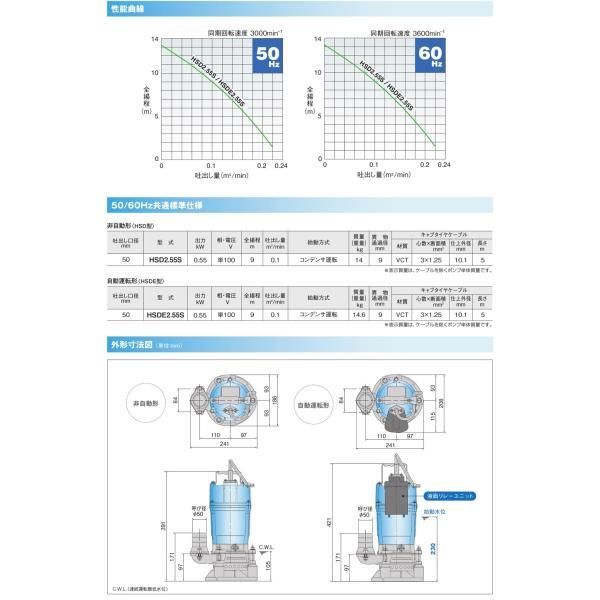 ツルミポンプ 自動型 水中ポンプ 100V 強力 泥水用 排水ポンプ HSDE2