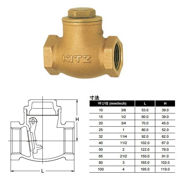 KITZ 逆止弁 20mm チャッキ弁 R-20A 3/4 125型 キッツ スイング
