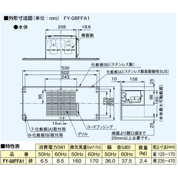 Panasonic パナソニック 床下換気扇 FY-08FFA1 4台セット 床下用