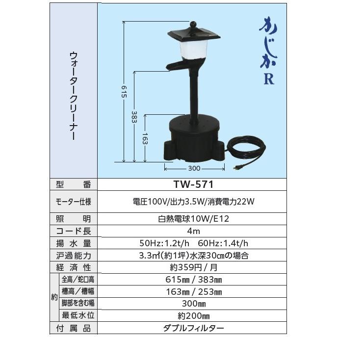 タカラ工業 池用循環ポンプ 池ポンプ ウォータークリーナー かじかR TW