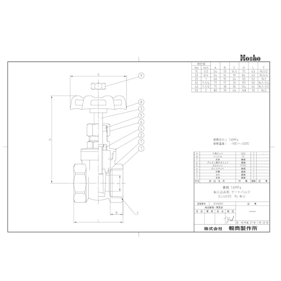 報商 ゲートバルブ 25A ネジ込み式 25mm 止水バルブ スルースバルブ