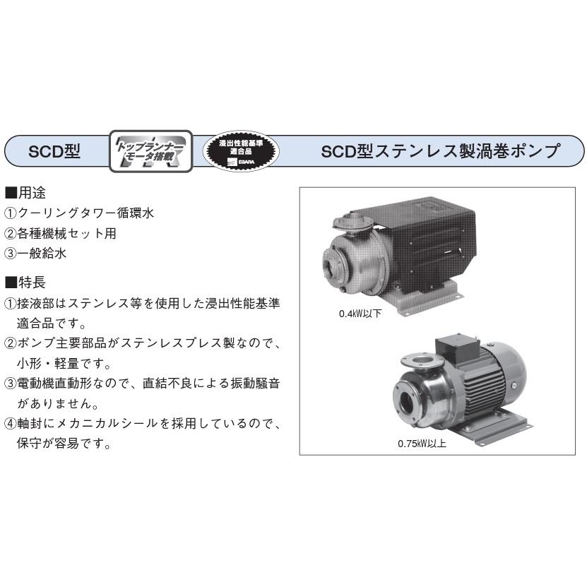 エバラポンプ　渦巻ポンプ　ステンレス製　モーターポンプ　100V　循環ポンプ　荏原ポンプ　渦巻きポンプ　0.25kw　60HZ　25SCD6.25S　25mm　給水ポンプ