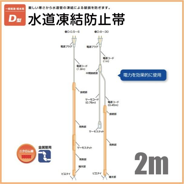 凍結防止電熱ヒーター　０.７　9本 電熱産業 水道凍結防止ヒーター 配管凍結防止ヒーター D-2 長さ2.0m