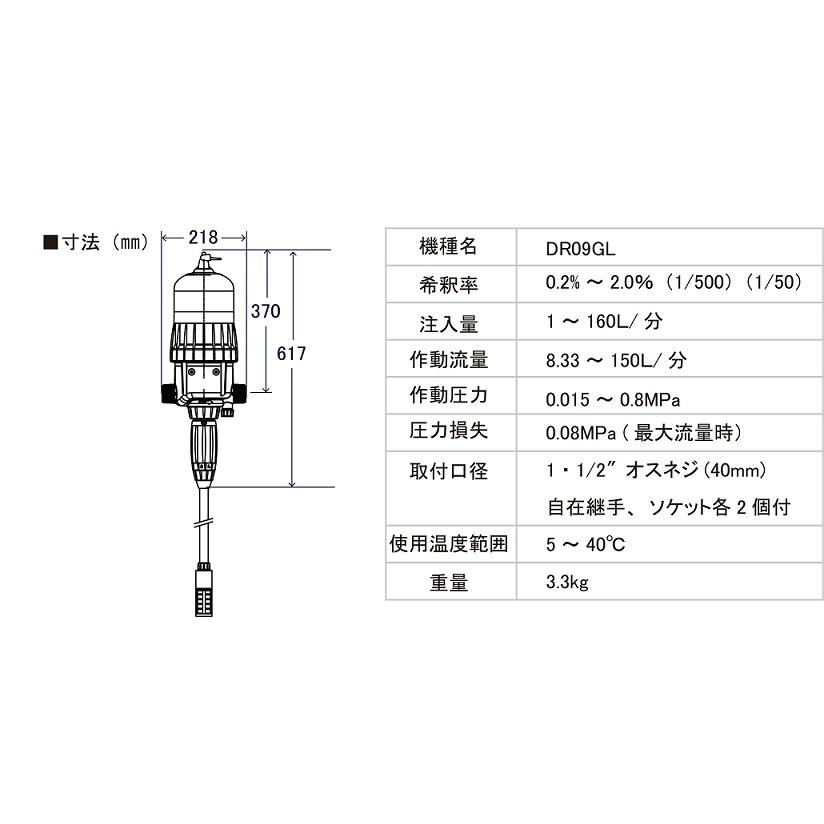 サンホープ 液肥混入器 ドサトロン DR09GL 40mm 液肥混入機 注入器