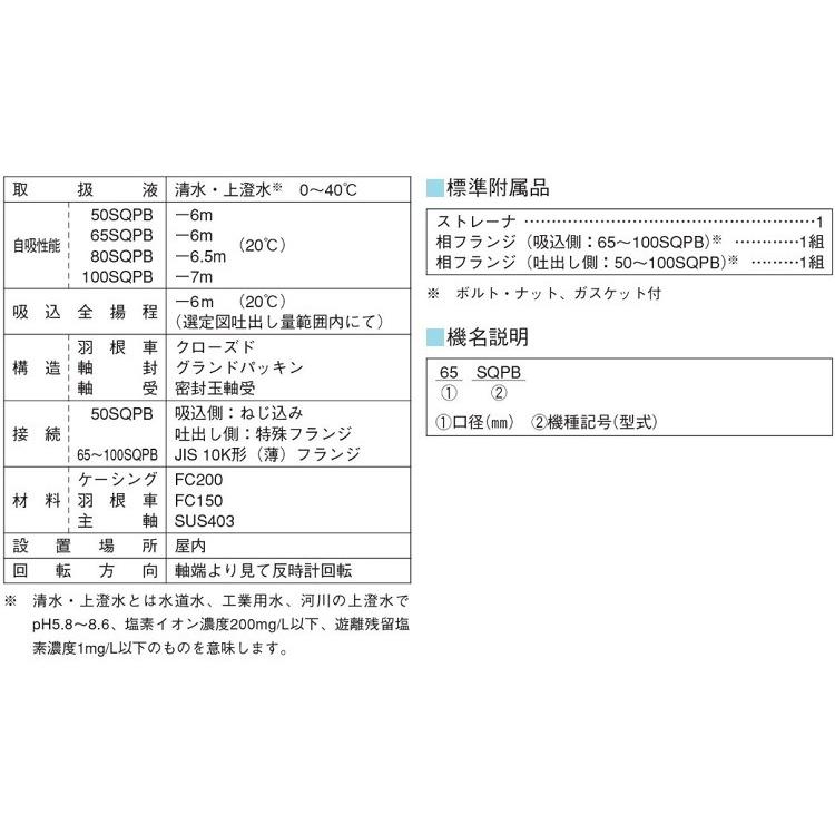 荏原ポンプ 自吸式 ベルト掛けポンプ 100SQPB 100mm 単体ポンプ 自吸式ポンプ 農業用ポンプ 給水ポンプ 排水ポンプ 4インチ エバラポンプ_1