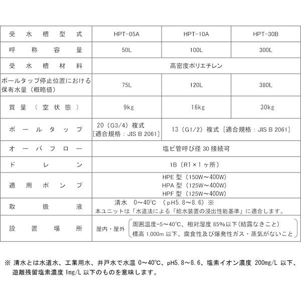エバラポンプ HPT-30B 水道加圧装置用受水槽 300L 高密度 エバラポンプ HPT-30B 水道加圧装置用受水槽 300L 高密度