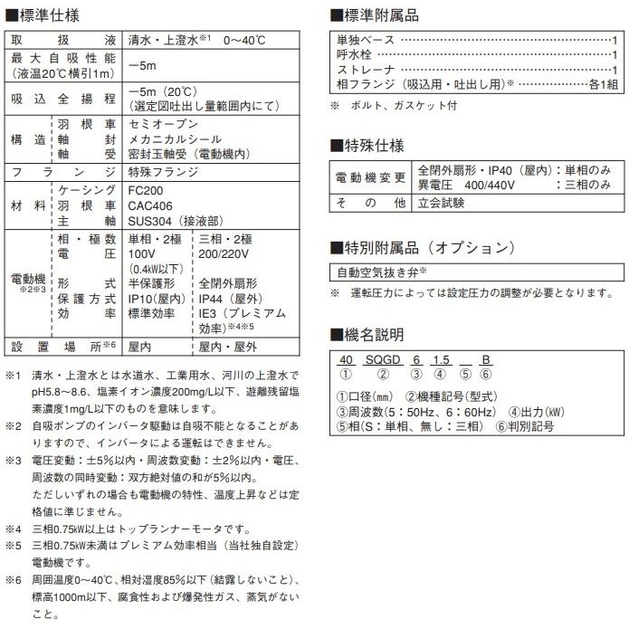 エバラポンプ 自吸式ポンプ 25SQFD5.25SA 25mm 0.25kw 50HZ 100V 給水ポンプ 排水ポンプ 自吸ポンプ 融雪ポンプ 荏原ポンプ_1