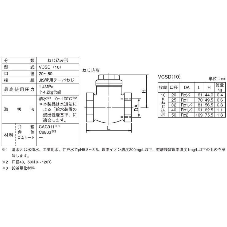 荏原 チャッキ弁 VCSD(10) 32A ねじ込形 部品 エバラポンプ チャッキ 