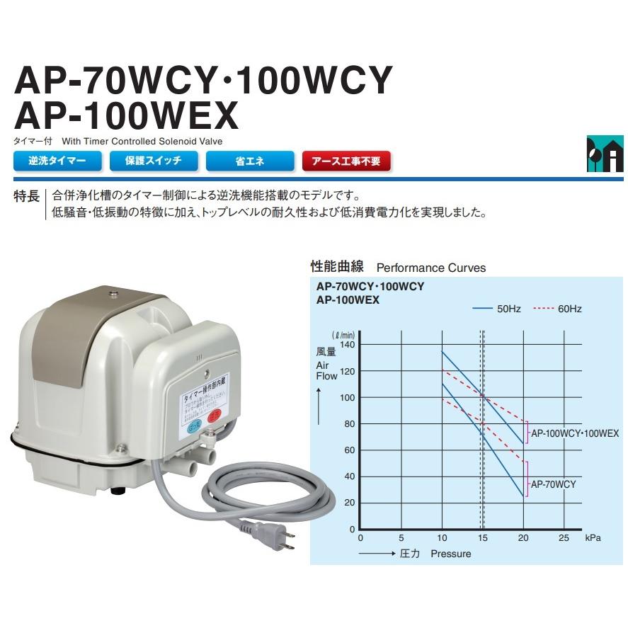 安永 浄化槽ブロアー 100L エアーポンプ クロス配管付 AP-100WEX 2口 家庭用 浄化槽ブロワー エアポンプ 浄化槽ポンプ  EP-100H2T(s)