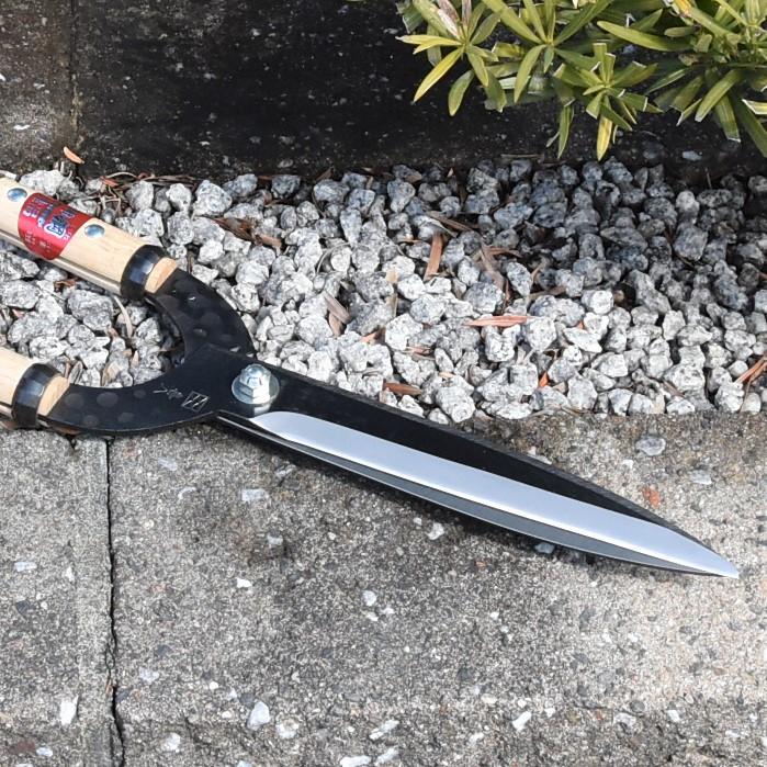 喜八作 プロ用 葉刈鋏 門型裏ベタ 210mm No109A 青紙 強力 刈り込みば