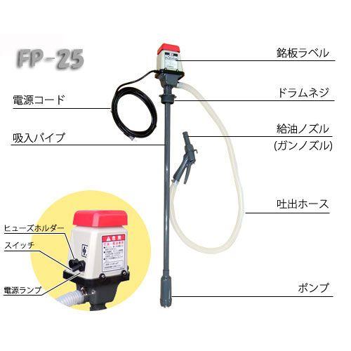 工進 灯油ポンプ 電動 給油ポンプ ドラムポンプ FP-25 100V ドラム缶ポンプ 移送ポンプ 給油ノズル 農業用ポンプ 電動ポンプ｜ssnet｜02