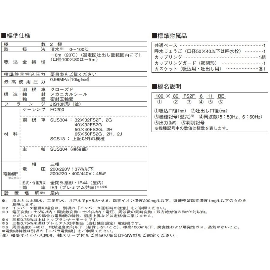 エバラポンプ 渦巻ポンプ 32 32fs2f5 4e 50hz 0v モーター無 2極 循環ポンプ 給水ポンプ Fs2 5 Mn 01 S S Net 通販 Yahoo ショッピング