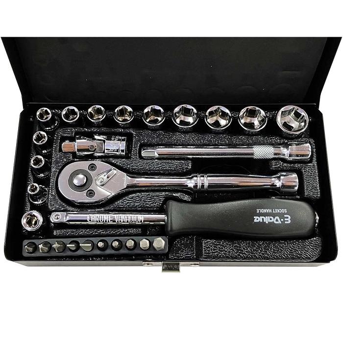 E-Value ソケットレンチセット 1/4 6.35mm 72山ギヤ ESR-2027M