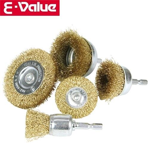E-Value ワイヤーブラシセット 5PCS 六角軸 カップブラシ E-Value ワイヤーブラシセット 5PCS 六角軸 カップブラシ
