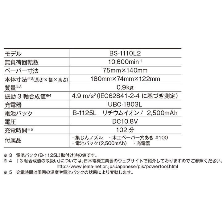 京セラ 充電式サンダー BS-1110L2 電動サンダー 研磨機 研磨器 小型 ハンドサンダー ミニサンダー 木工用品 金属 表面仕上｜ssnet｜04