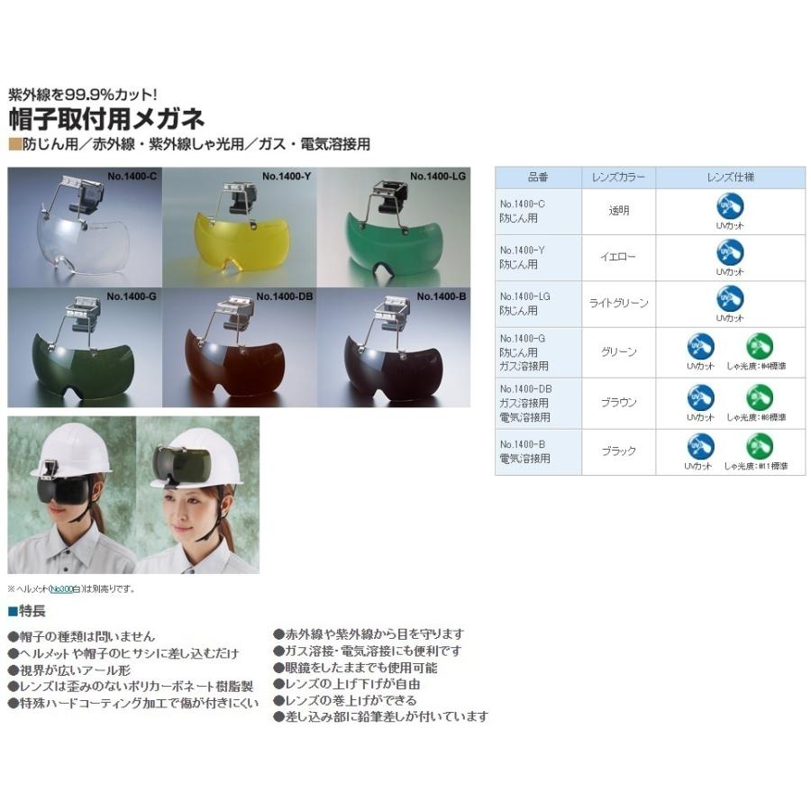 トーヨーセーフティーヘルメット 帽子取付用メガネ電気溶接用 ガス溶接用しゃ光度