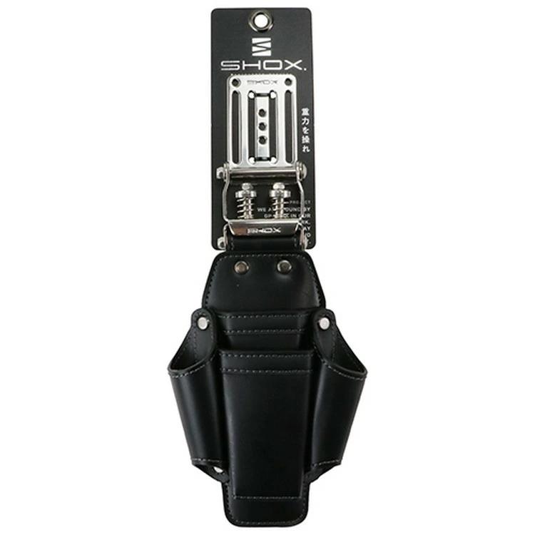 龍馬シリーズ　 牛本革アルミ丁番ツール4丁差 SHOX ツールケース 4丁差し 腰袋 工具差し 工具 サック 本革 レザー
