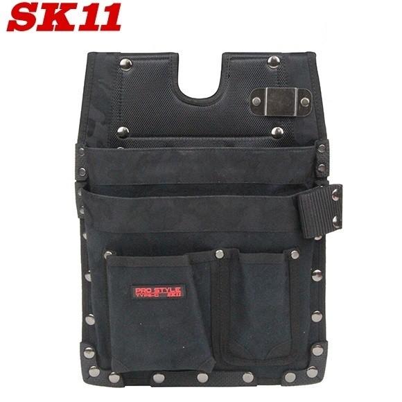SK11 腰袋 鋲止め釘袋 SPS-TC-15 黒迷彩柄 電工袋 釘袋 工具差し