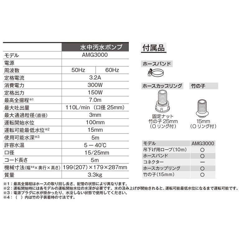 京セラ 水中ポンプ 100V 家庭用 排水ポンプ AMG-3000 150W 揚水 京セラ 水中ポンプ 100V 家庭用 排水ポンプ AMG-3000 150W 揚水