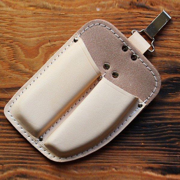 本革製 剪定鋏ケース 日本製 剪定ばさみケース 2丁差カン付 ハサミ