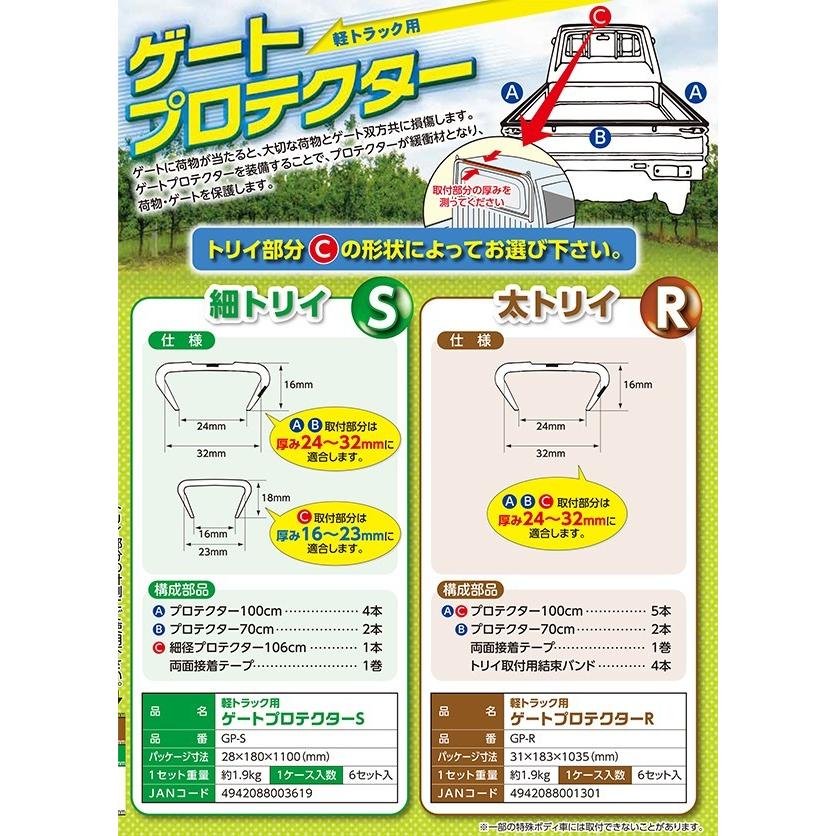 軽トラック 一台分 あおりガードセット ゲートプロテクターS 荷台