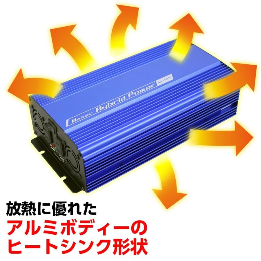 メルテック カーインバーター 12V 800W バッテリー接続 静音