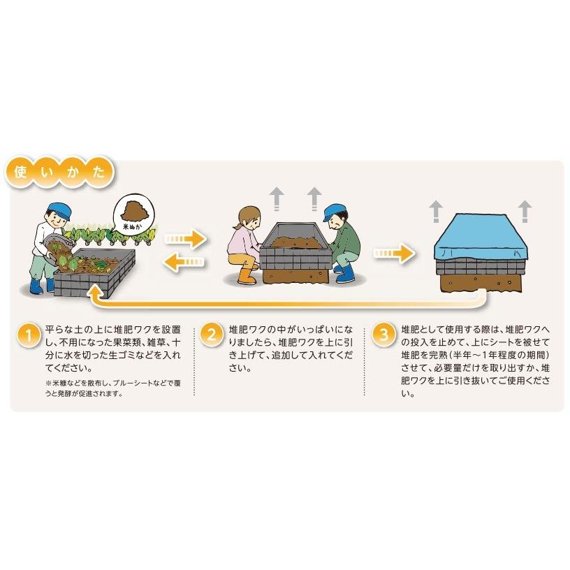サンポリ 堆肥枠 肥料枠 200L 堆肥ワク 小容量タイプ S-07 コンポスト コンポスター 堆肥箱 たい肥 豚糞 牛糞 肥料わく 有機 用土_2