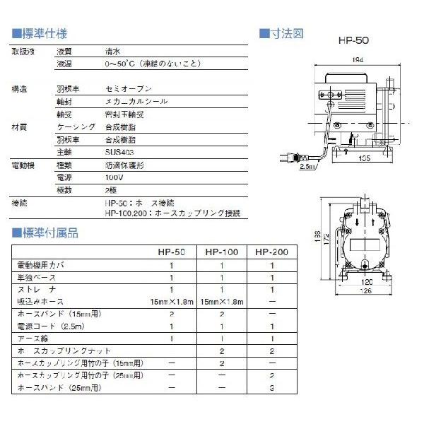 寺田 循環ポンプ 小型 給水ポンプ HP-50 自吸式ポンプ 池用循環ポンプ 散水機 排水ポンプ 家庭用｜ssnet｜04