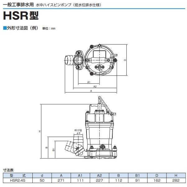 ツルミ 水中ポンプ 小型 100V 低水用 排水ポンプ 業務用 HSR2.4S ツルミ 水中ポンプ 小型 100V 低水用 排水ポンプ 業務用 HSR2.4S