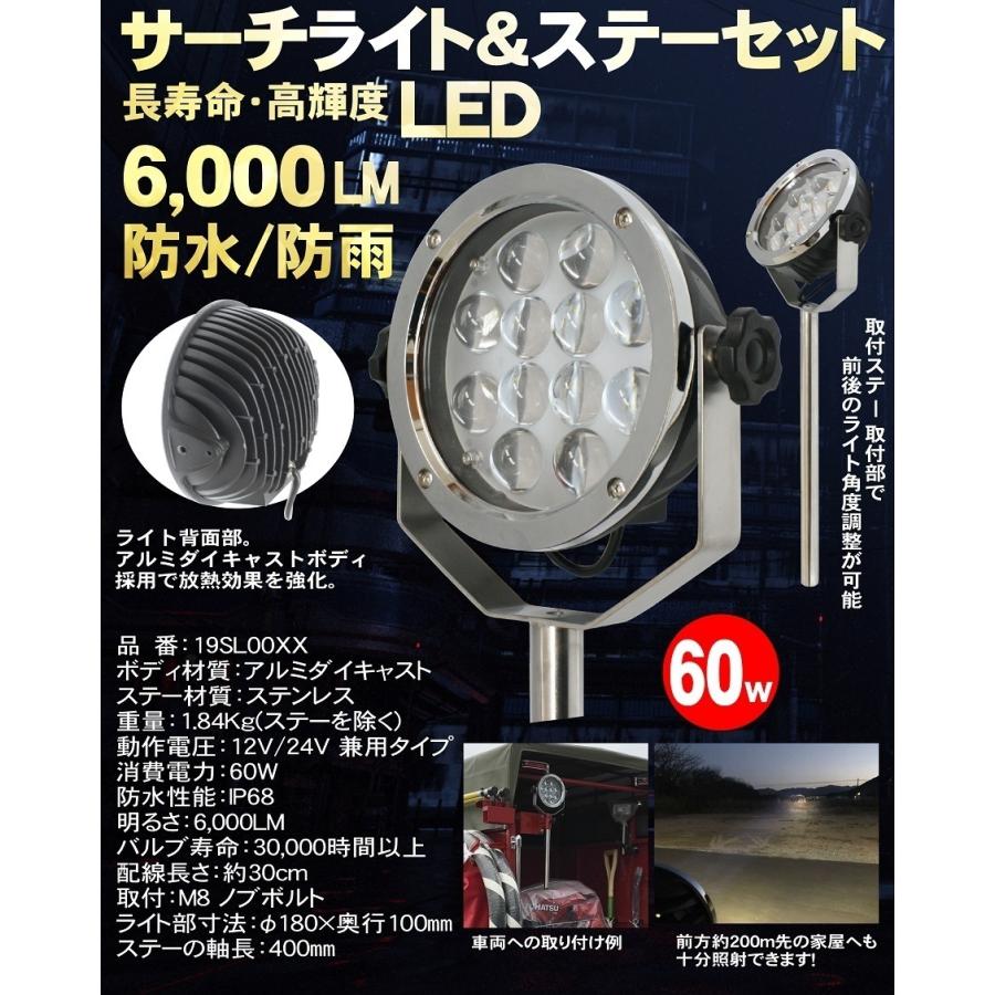 岩崎製作所 LEDサーチライト 60W ステー付 照射ライト 強力 防水 岩崎製作所 LEDサーチライト 60W ステー付 照射ライト 強力 防水