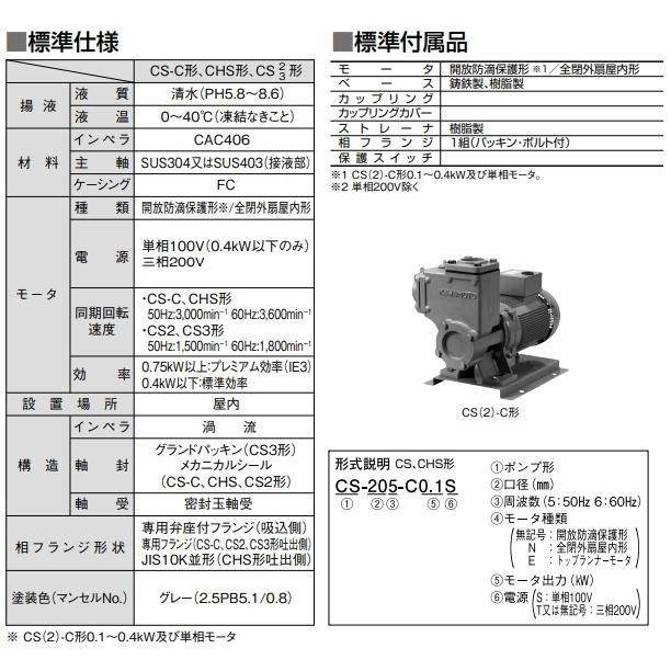 川本ポンプ 自吸式ポンプ カスケードポンプ CS2-406CE1.5 1.5kW 川本ポンプ 自吸式ポンプ カスケードポンプ CS2-406CE1.5 1.5kW