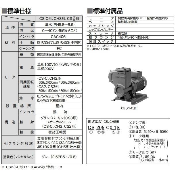 川本ポンプ 自吸式ポンプ カスケードポンプ CS2-32CE0.75 0.75kW 200V