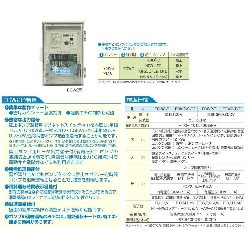 川本ポンプ 降雪センサー 雪見窓用 デジタル制御盤 ECW2-S-01 100V