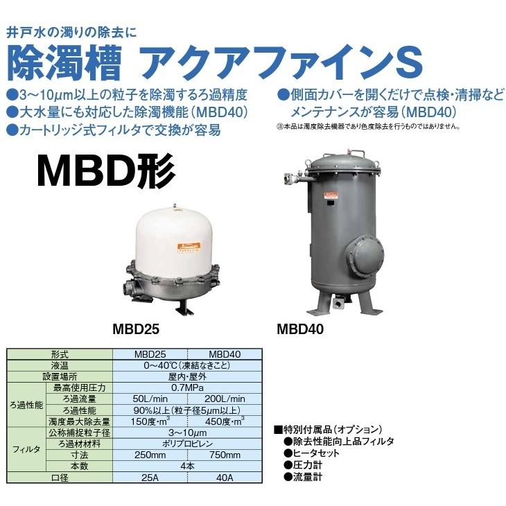 川本ポンプ 井戸ポンプ用 除濁槽 ろ過器 アクアファインS MBD25 井戸水 浄水器