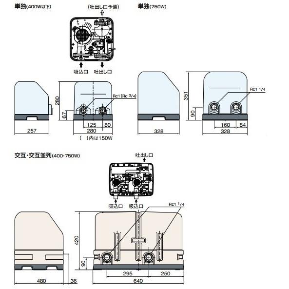 川本 給水ポンプ 温水用ポンプ ソフトカワエース NFH2-400T 400W/200V